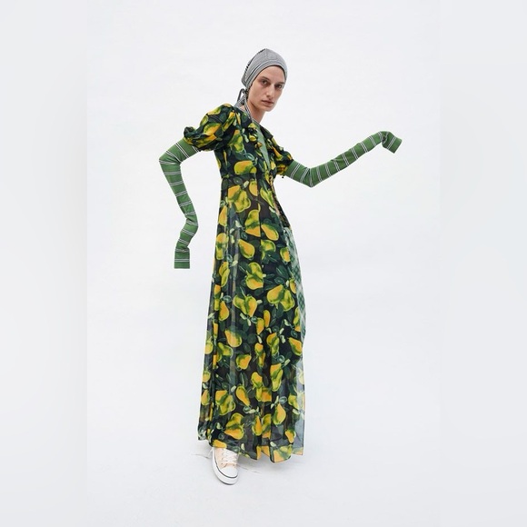 NWT Marc Jacobs Redux Grunge Collection Printed Maxi Dress Black/Yellow - Picture 7 of 11